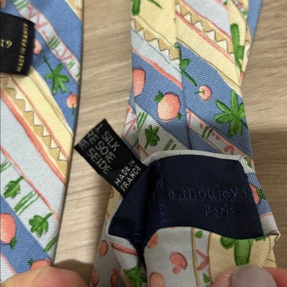 a. Mouley  1919 100% Silk Men’s Tie | Made in Paris | Vintage Clover Design | - Picture 4 of 4